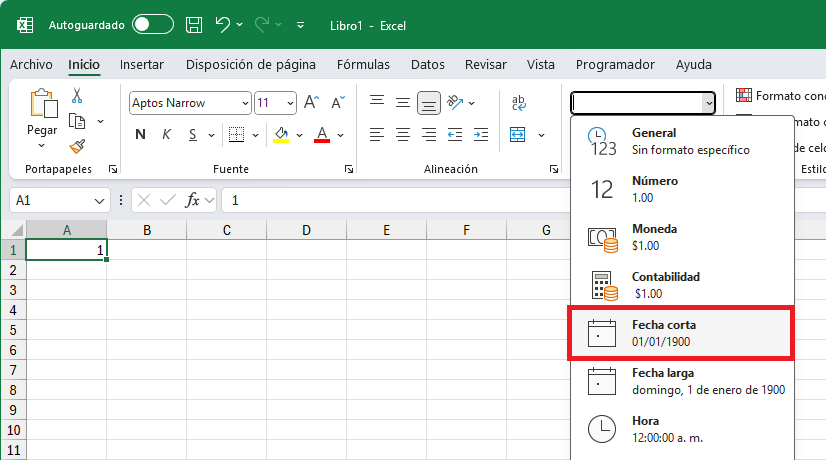Una fecha en Excel como número entero