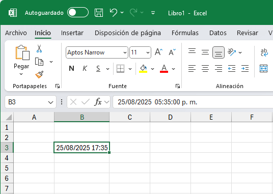 Mostrar la fecha y la hora en la misma celda en Excel