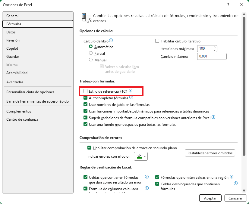 Activar el estilo de referencia F1C1