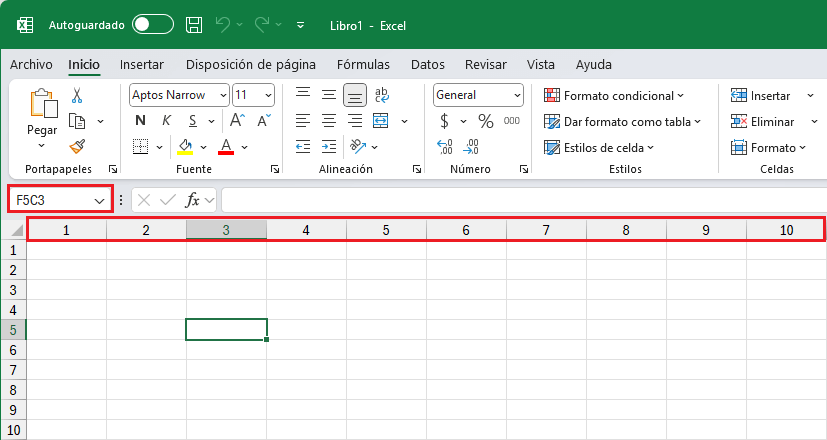 Estilo de referencia F1C1 en Excel