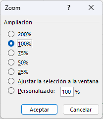 Niveles de ampliación de Zoom de una hoja de Excel
