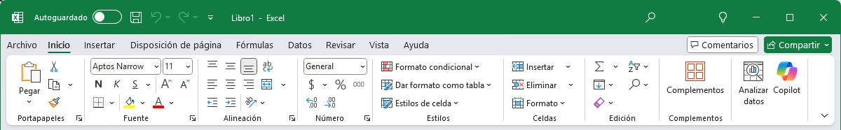La cinta de opciones en Excel