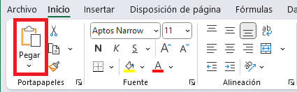 Botones combinados en la cinta de opciones de Excel