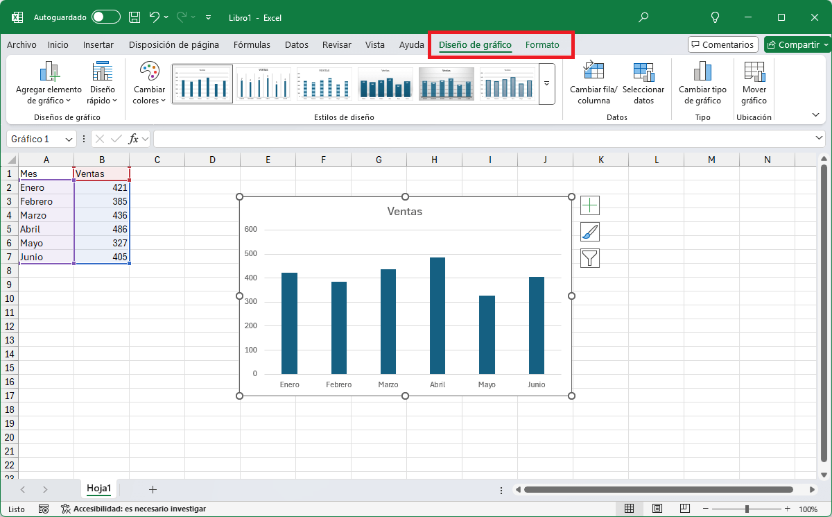 Pestañas contextuales en la cinta de opciones de Excel