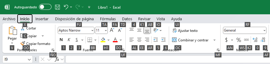 Acceder los comandos de Excel con el teclado