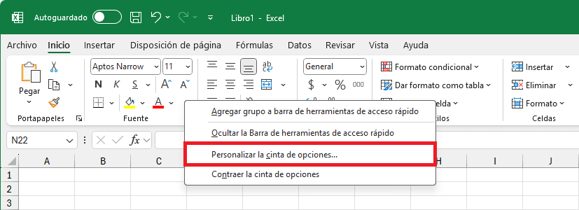 Personalizar la cinta de opciones de Excel