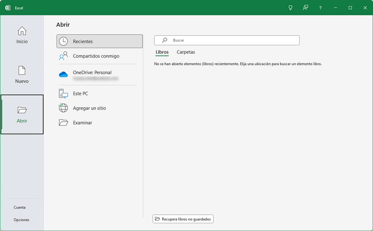 El comando Abrir en Excel