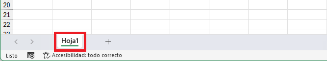Libro de Excel con una hoja