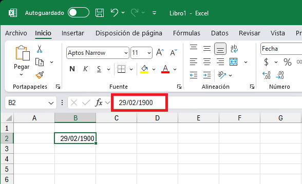 Error del año 1900 en Excel