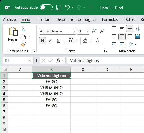 Valores lógicos en Excel
