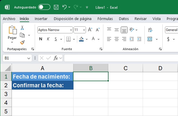 Ejemplo de cómo validar fechas en Excel